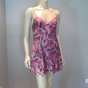 Victoria Secret Pearl Floral Satin Lace Trim Nightie Slip Dress Size Medium
